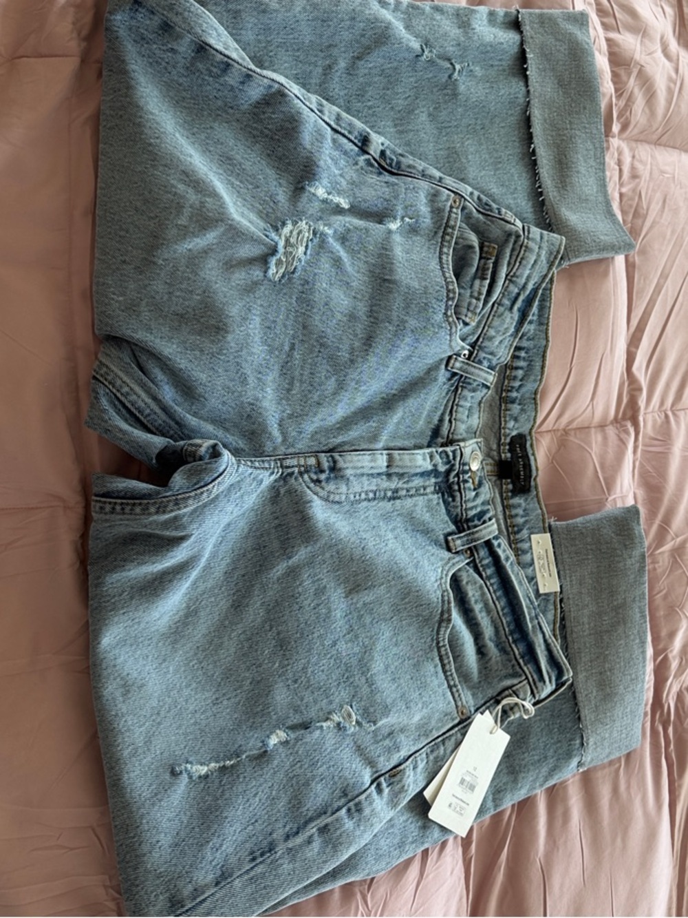 High-Rise Light Wash Distressed Women’s Jeans